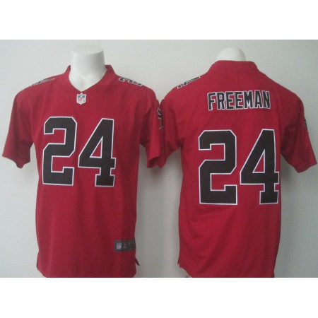 Men's Falcons #24 Devonta Freeman Red Limited Rush Stitched NFL Jersey