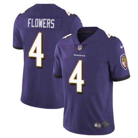 Men's Baltimore Ravens #4 Zay Flowers Purple Vapor Untouchable Football Jersey