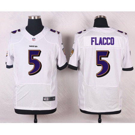 Ravens #5 Joe Flacco White Men's Stitched NFL New Elite Jersey