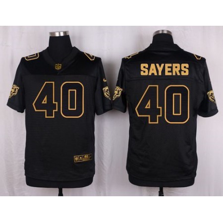Bears #40 Gale Sayers Black Men's Stitched NFL Elite Pro Line Gold Collection Jersey