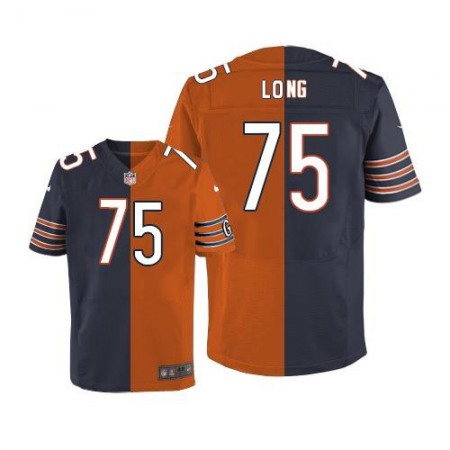 Bears #75 Kyle Long Navy Blue/Orange Men's Stitched NFL Elite Split Jersey