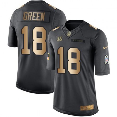 Bengals #18 A.J. Green Black Men's Stitched NFL Limited Gold Salute To Service Jersey