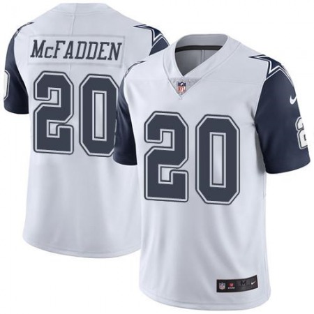 Cowboys #20 Darren McFadden White Men's Stitched NFL Limited Rush Jersey