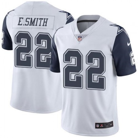 Cowboys #22 Emmitt Smith White Men's Stitched NFL Limited Rush Jersey