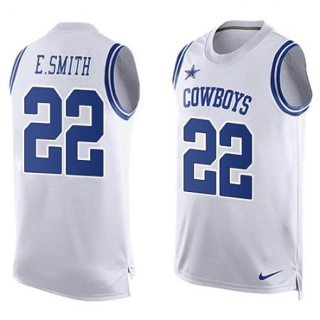 Cowboys #22 Emmitt Smith White Men's Stitched NFL Limited Tank Top Jersey