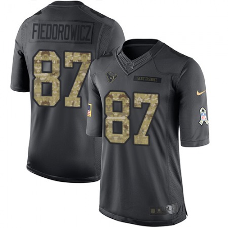 Texans #87 C.J. Fiedorowicz Black Men's Stitched NFL Limited 2016 Salute to Service Jersey