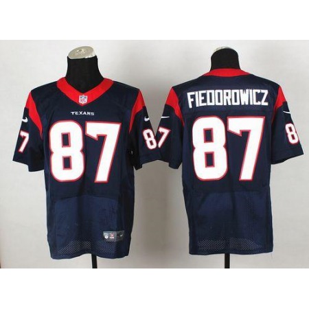 Texans #87 C.J. Fiedorowicz Navy Blue Team Color Men's Stitched NFL Elite Jersey
