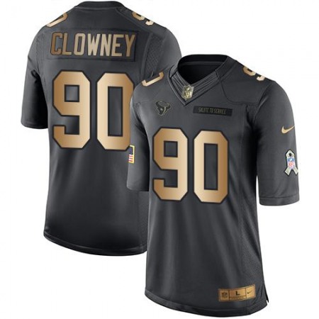 Texans #90 Jadeveon Clowney Black Men's Stitched NFL Limited Gold Salute To Service Jersey