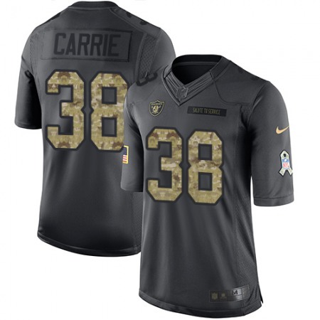 Raiders #38 T.J. Carrie Black Men's Stitched NFL Limited 2016 Salute To Service Jersey