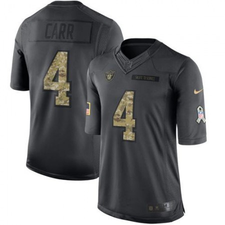 Raiders #4 Derek Carr Black Men's Stitched NFL Limited 2016 Salute To Service Jersey