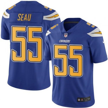Chargers #55 Junior Seau Electric Blue Men's Stitched NFL Limited Rush Jersey