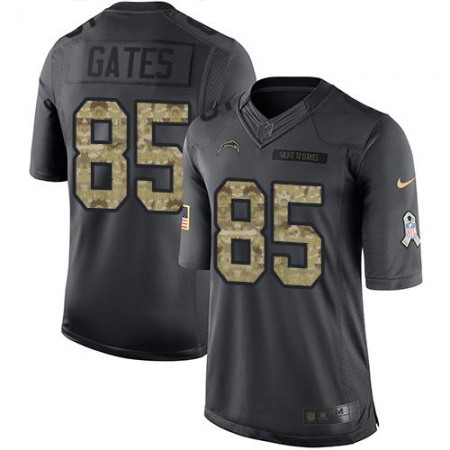 Chargers #85 Antonio Gates Black Men's Stitched NFL Limited 2016 Salute to Service Jersey