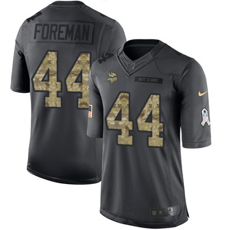 Vikings #44 Chuck Foreman Black Men's Stitched NFL Limited 2016 Salute To Service Jersey