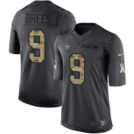 Saints #9 Drew Brees Black Men's Stitched NFL Limited 2016 Salute To Service Jersey