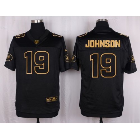 Jets #19 Keyshawn Johnson Black Men's Stitched NFL Elite Pro Line Gold Collection Jersey