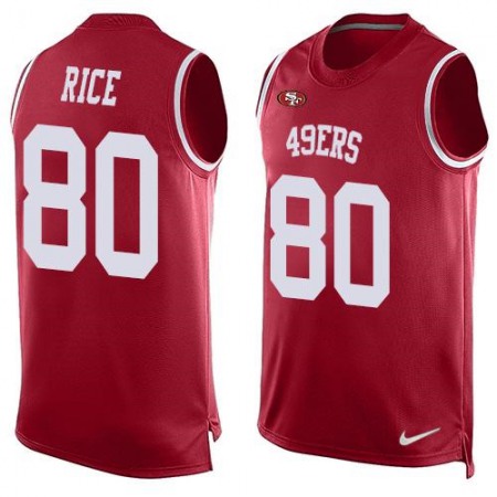 49ers #80 Jerry Rice Red Team Color Men's Stitched NFL Limited Tank Top Jersey