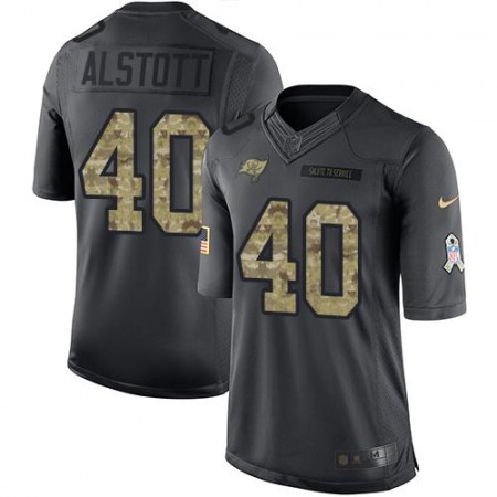 Buccaneers #40 Mike Alstott Black Men's Stitched NFL Limited 2016 Salute to Service Jersey