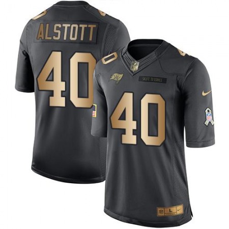 Buccaneers #40 Mike Alstott Black Men's Stitched NFL Limited Gold Salute To Service Jersey