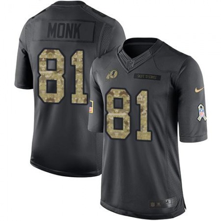 Redskins #81 Art Monk Black Men's Stitched NFL Limited 2016 Salute to Service Jersey