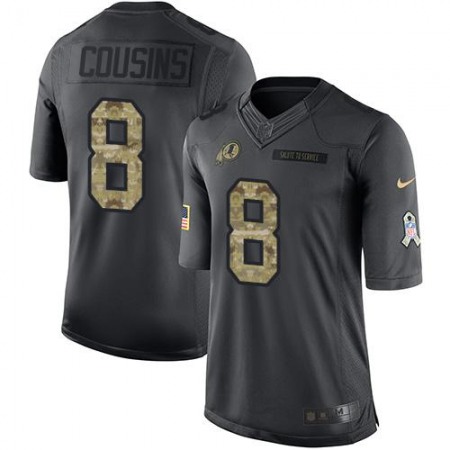 Redskins #8 Kirk Cousins Black Men's Stitched NFL Limited 2016 Salute to Service Jersey