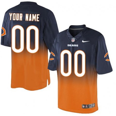 Nike Chicago Bears Customized Navy Blue/Orange Men's Stitched Elite Fadeaway Fashion NFL Jersey