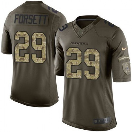 Ravens #29 Justin Forsett Green Youth Stitched NFL Limited Salute to Service Jersey