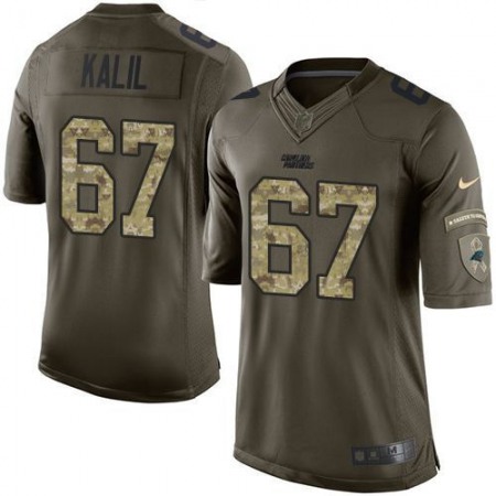 Panthers #67 Ryan Kalil Green Youth Stitched NFL Limited Salute to Service Jersey