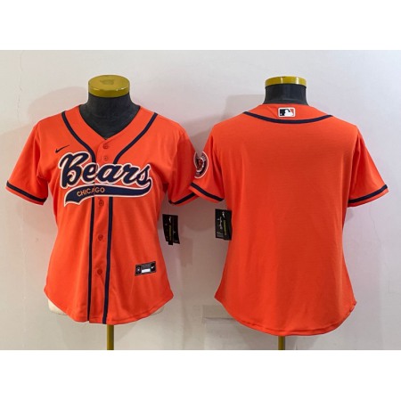 Youth Chicago Bears Blank Orange With Patch Cool Base Stitched Baseball Jersey