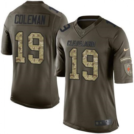 Browns #19 Corey Coleman Green Youth Stitched NFL Limited Salute to Service Jersey