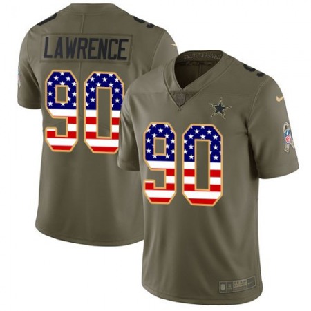 Youth Dallas Cowboys #90 Demarcus Lawrencs 2017 Salute to Service Olive USA Flag Stitched NFL Limited Jersey