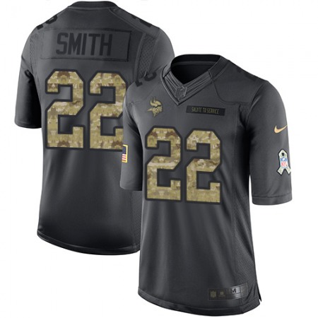 Vikings #22 Harrison Smith Black Youth Stitched NFL Limited 2016 Salute To Service Jersey