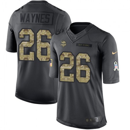 Vikings #26 Trae Waynes Black Youth Stitched NFL Limited 2016 Salute To Service Jersey