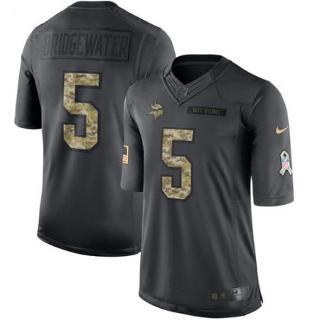 Vikings #5 Teddy Bridgewater Black Youth Stitched NFL Limited 2016 Salute To Service Jersey