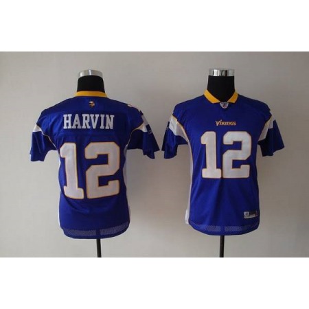 Vikings #12 Percy Harvin Purple Stitched Youth NFL Jersey