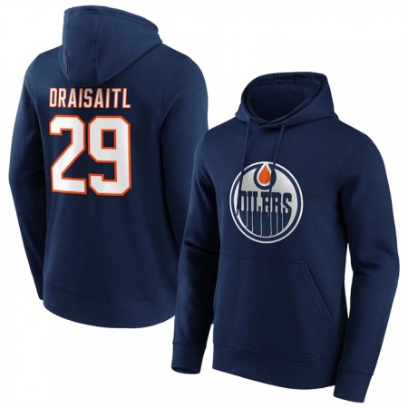 Men's Edmonton Oilers #29 Leon Draisaitl Navy Pullover Hoodie