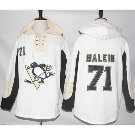 Penguins #71 Evgeni Malkin White Pullover Hoodie Stitched NHL Jersey