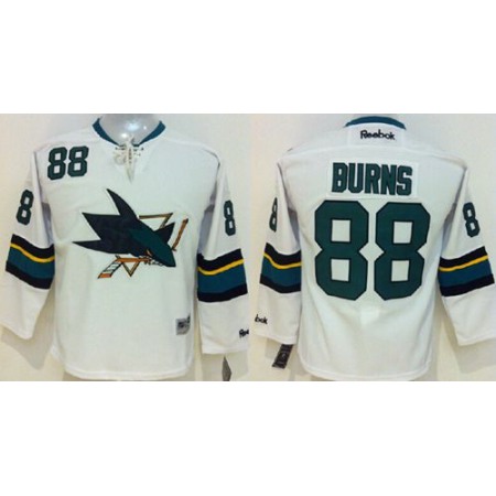 Sharks #88 Brent Burns White Stitched Youth NHL Jersey