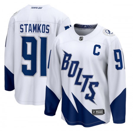 Youth Tampa Bay Lightning #91 Steven Stamkos 2022 White Stadium Series Breakaway Stitched Jersey