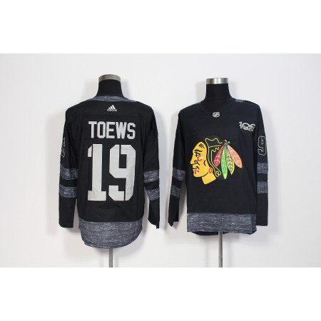 Men's Chicago Blackhawks #19 Jonathan Toews Black 1917-2017 100th Anniversary Stitched NHL Jersey