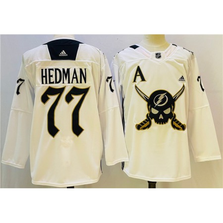 Men's Tampa Bay Lightning #77 Pat Maroon White Stitched Jersey