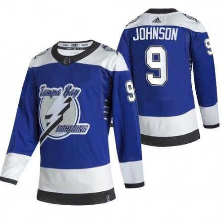 Men's Tampa Bay Lightning #9 Tyler Johnson 2021 Blue Reverse Retro Stitched Jersey