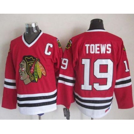 Blackhawks #19 Jonathan Toews Red CCM Throwback Stitched NHL Jersey