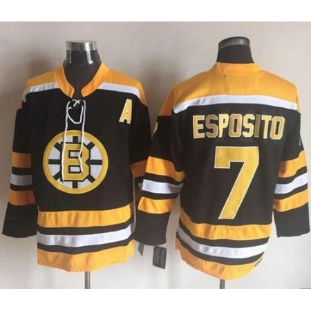 Bruins #7 Phil Esposito Black/Yellow CCM Throwback New Stitched NHL Jersey