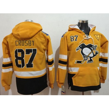 Penguins #87 Sidney Crosby Gold Sawyer Hooded Sweatshirt 2017 Stadium Series Stitched NHL Jersey